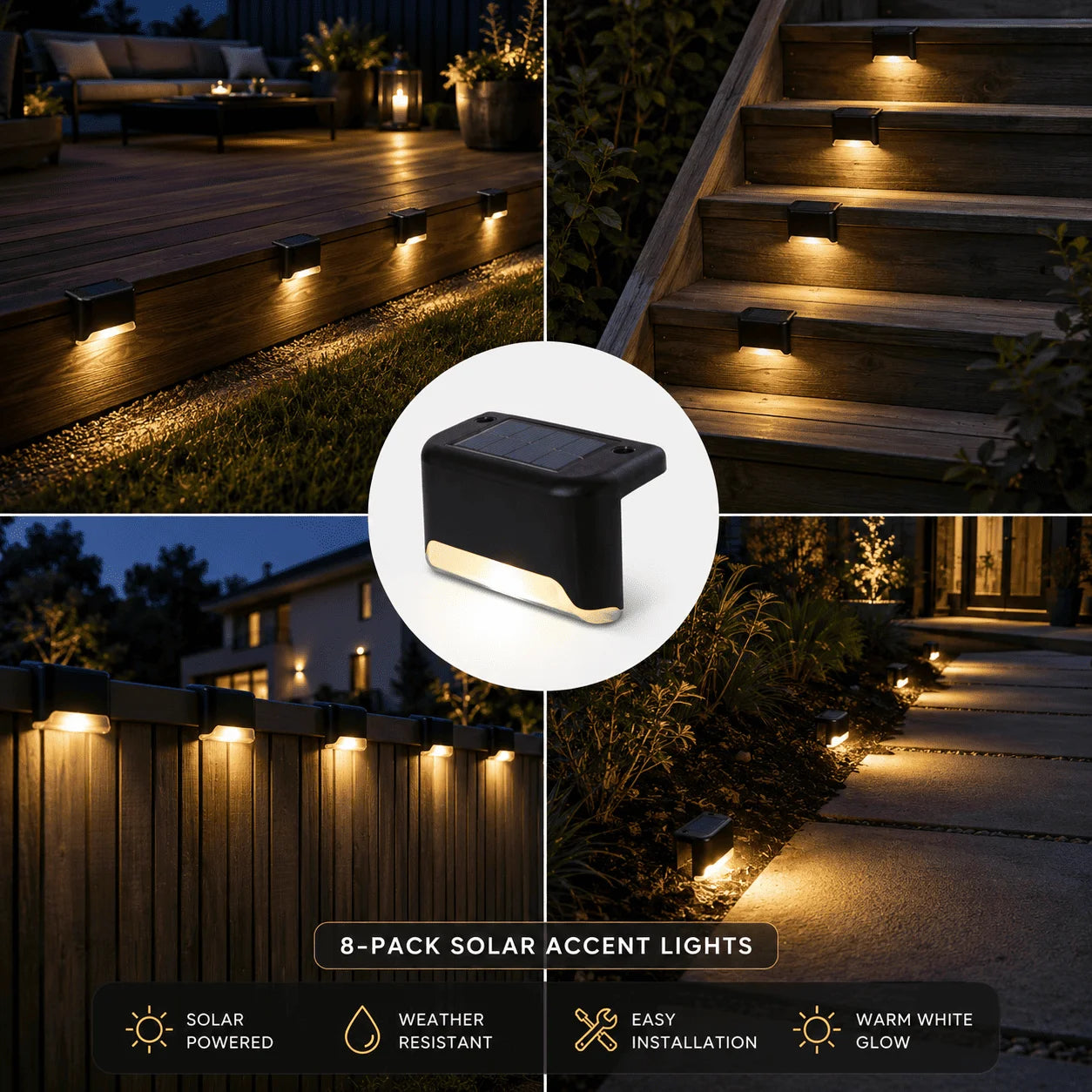Solar Outdoor Accent Lights — 8 Pack