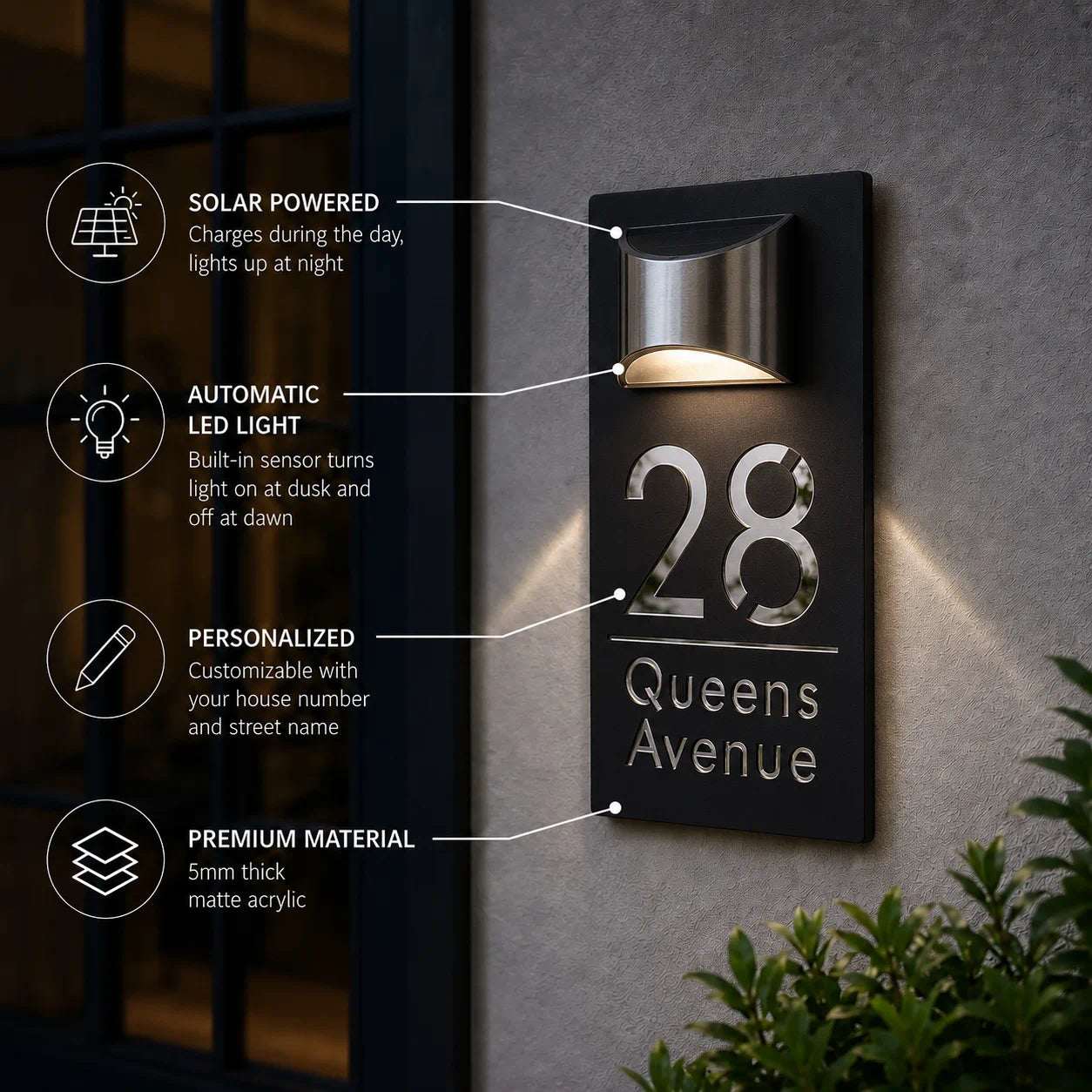 Personalized Solar Address Sign